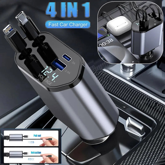 DriveCore™ 4-in-1 Retractable Car Charger 120W