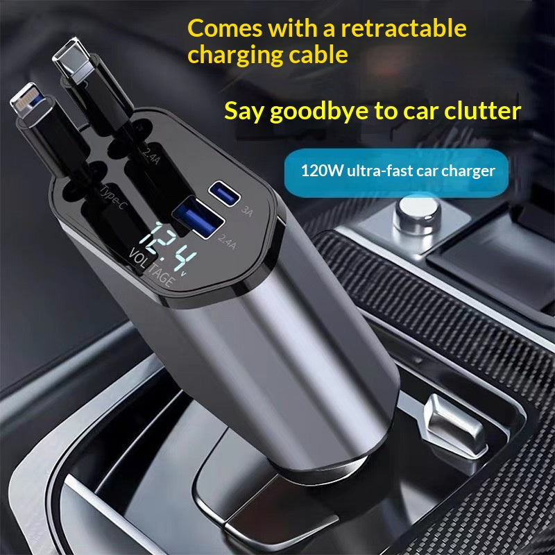 DriveCore™ 4-in-1 Retractable Car Charger 120W